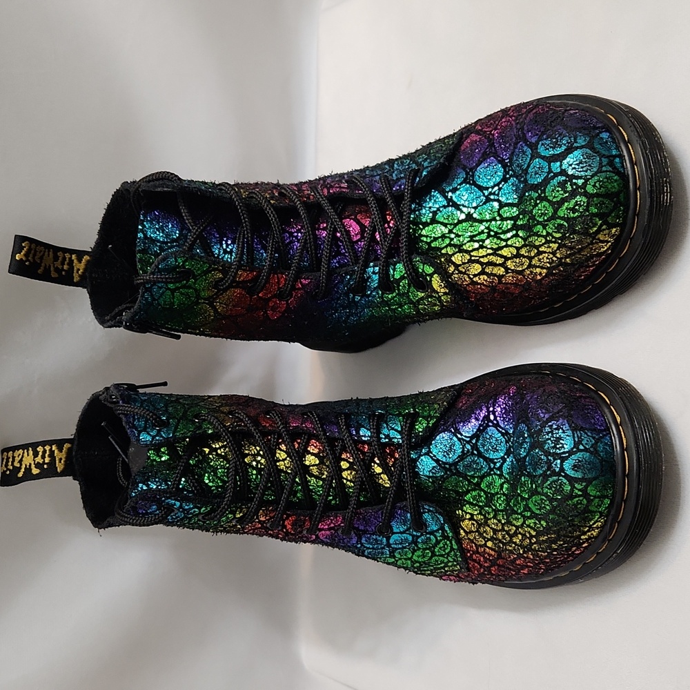 Dr. Martens 1460 Pascal Metallic Rainbow Croc Scale Pattern Boots (W Size 7)